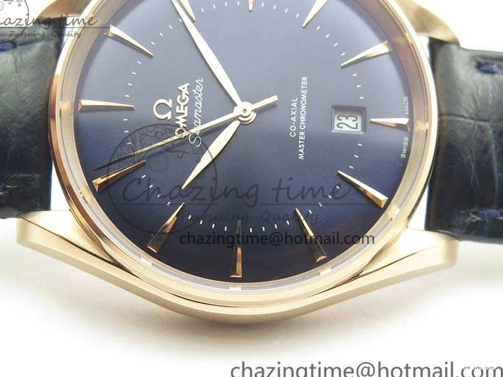 0414 Snug Seamaster Edizione Venezia RG Best Edition Blue Dial On Leather Strap A 8126